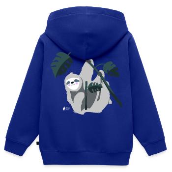 Grey sloth in the jungle - Kids Premium Organic Zip-up Hoodie - royal blue - Back - AI Model Kid Male (0cm)