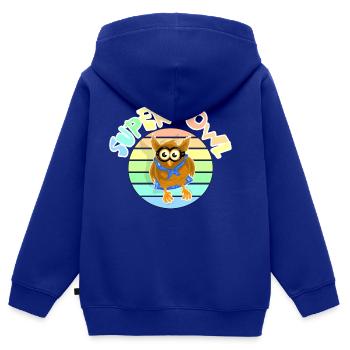 Super Eule Superheld Cartoon Vogel - Kinder Premium Organic Zip Hoodie - Royalblau - Hinten - AI Model Kid Male (0cm)