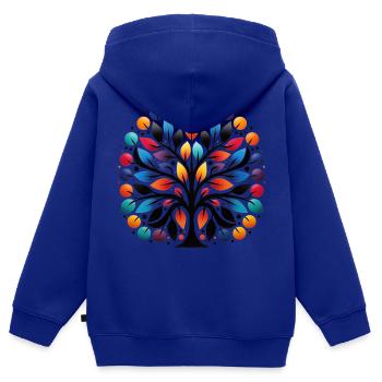 Einzigartige Dot-Art mit Lebensbaum-Motiv - Kinder Premium Organic Zip Hoodie - Royalblau - Hinten - AI Model Kid Male (0cm)