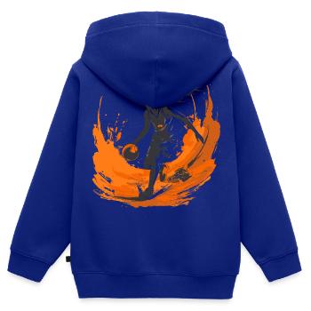 Basketballspielerin - Kinder Premium Organic Zip Hoodie - Royalblau - Hinten - AI Model Kid Male (0cm)