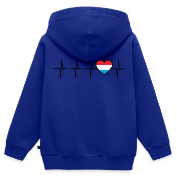 Luxemburg Herzschlag Flagge Luxemburger - Kinder Premium Organic Zip Hoodie - Royalblau - Hinten - AI Model Kid Male (0cm)