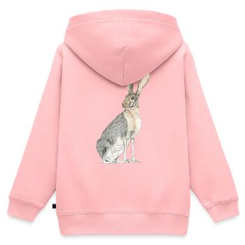 Lapin avec de longues cuillères - Sweat Premium à capuche zippé enfant bio - rose - Dos - AI Model Kid Female (0cm)