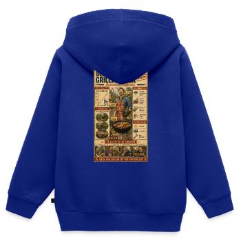 Der geprüfte Grillmeister, die Kohle glüht - Kinder Premium Organic Zip Hoodie - Royalblau - Hinten - AI Model Kid Male (0cm)