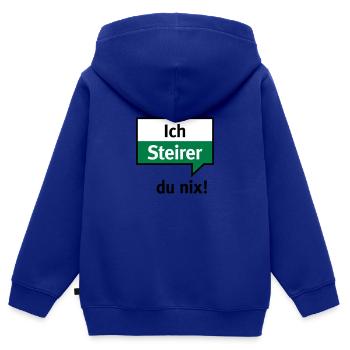 Je Styrie - vous nix - Sweat Premium à capuche zippé enfant bio - bleu roi - Dos - AI Model Kid Male (0cm)