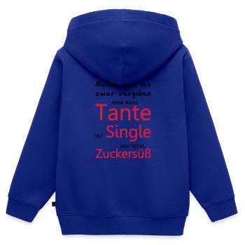 Tante Singel - Zuckersüß - Kinder Premium Organic Zip Hoodie - Royalblau - Hinten - AI Model Kid Male (0cm)