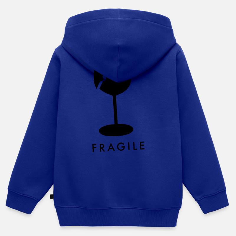 E&R Verre fragile - Sweat Premium à capuche zippé enfant bio - bleu roi