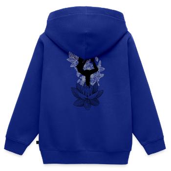 Pose de pigeon de roi de silhouette - Sweat Premium à capuche zippé enfant bio - bleu roi - Dos - AI Model Kid Male (0cm)