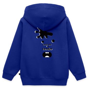 love me tender tache - Sweat Premium à capuche zippé enfant bio - bleu roi - Dos - AI Model Kid Male (0cm)
