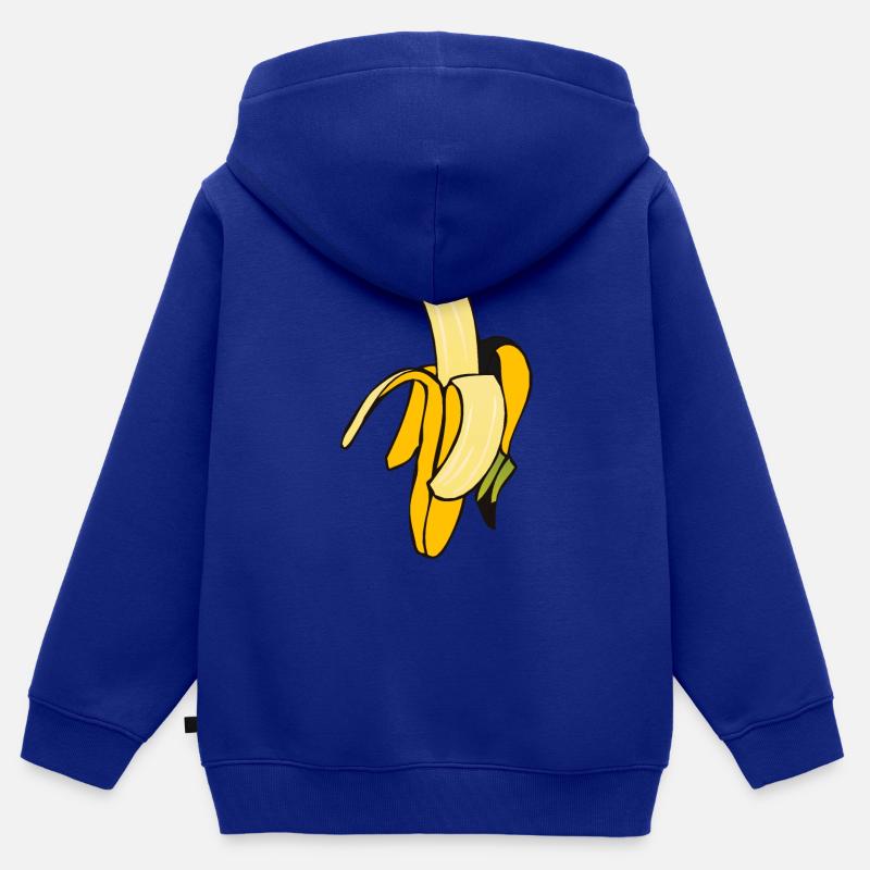 banane 8 A - Sweat Premium à capuche zippé enfant bio - bleu roi