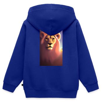 Comic Cartoon Zeichnung einer queeren Löwin - Kinder Premium Organic Zip Hoodie - Royalblau - Hinten - AI Model Kid Male (0cm)