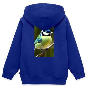 Cool Comic Portrait of a blue tit majestic - Kids Premium Organic Zip-up Hoodie - royal blue - Back - AI Model Kid Male (0cm)