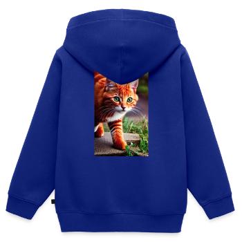 Chaton - Sweat Premium à capuche zippé enfant bio - bleu roi - Dos - AI Model Kid Male (0cm)