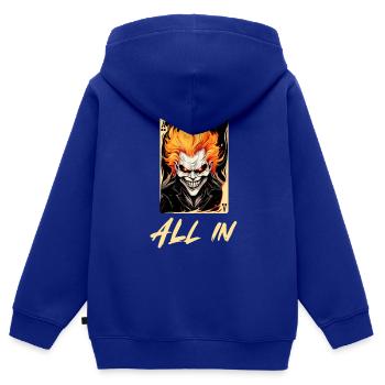 ALL IN Poker Karte - Kinder Premium Organic Zip Hoodie - Royalblau - Hinten - AI Model Kid Male (0cm)