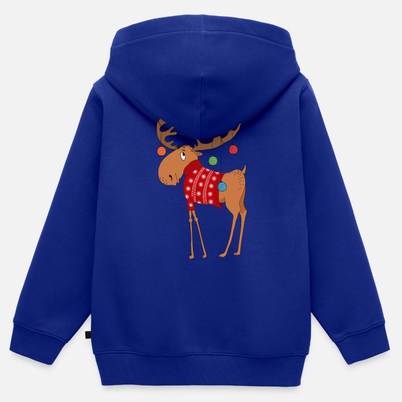 Elch im Pullover - Kinder Premium Organic Zip Hoodie - Royalblau