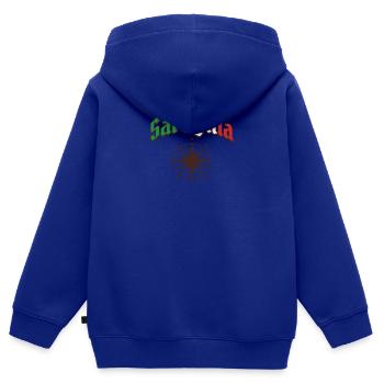 Sardaigne pour les voyageurs - Sweat Premium à capuche zippé enfant bio - bleu roi - Dos - AI Model Kid Male (0cm)