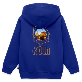 Kölner Dom Allemagne Ville Skyline Patrie - Sweat Premium à capuche zippé enfant bio - bleu roi - Dos - AI Model Kid Male (0cm)