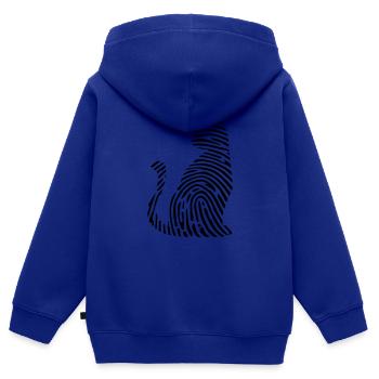 Chat ADN ADN empreinte digitale chat meow cadeau - Sweat Premium à capuche zippé enfant bio - bleu roi - Dos - AI Model Kid Male (0cm)