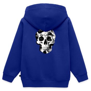 Crâne de chat - Sweat Premium à capuche zippé enfant bio - bleu roi - Dos - AI Model Kid Male (0cm)