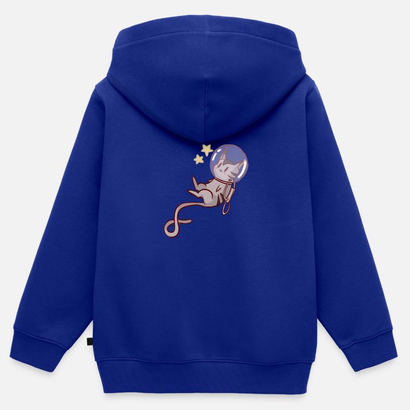 chat de l'espace - Sweat Premium à capuche zippé enfant bio - bleu roi