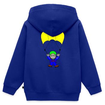 parachute fallschirmspringen parachuting skydiver - Kinder Premium Organic Zip Hoodie - Royalblau - Hinten - AI Model Kid Male (0cm)