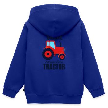 tractor - Kids Premium Organic Zip-up Hoodie - royal blue - Back - AI Model Kid Male (0cm)