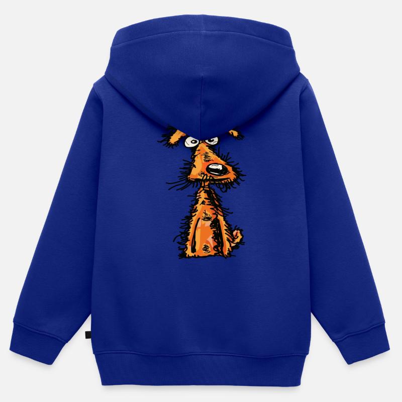 Chien funky - Sweat Premium à capuche zippé enfant bio - bleu roi