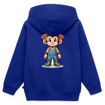 Cute Monkey Farmer - Kinder Premium Organic Zip Hoodie - Royalblau - Hinten - AI Model Kid Male (0cm)