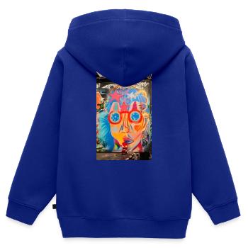 Graffity Explorer - Kinder Premium Organic Zip Hoodie - Royalblau - Hinten - AI Model Kid Male (0cm)