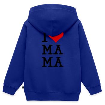 I love Ma Ma - Kinder Premium Organic Zip Hoodie - Royalblau - Hinten - AI Model Kid Male (0cm)