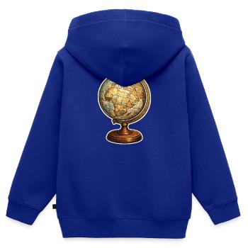 Vintage Globus - Kinder Premium Organic Zip Hoodie - Royalblau - Hinten - AI Model Kid Male (0cm)
