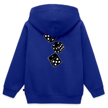 Würfel - Kinder Premium Organic Zip Hoodie - Royalblau - Hinten - AI Model Kid Male (0cm)