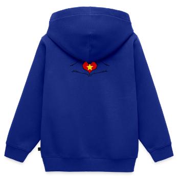 Vietnam Forme de coeur - Sweat Premium à capuche zippé enfant bio - bleu roi - Dos - AI Model Kid Male (0cm)