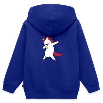tamponner la licorne - Sweat Premium à capuche zippé enfant bio - bleu roi - Dos - AI Model Kid Male (0cm)