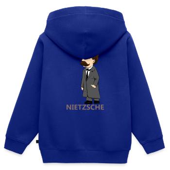 Nietzsche - Sweat Premium à capuche zippé enfant bio - bleu roi - Dos - AI Model Kid Male (0cm)