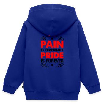 Fierté de la douleur - Sweat Premium à capuche zippé enfant bio - bleu roi - Dos - AI Model Kid Male (0cm)