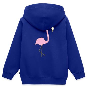 Rose flamant rose - Sweat Premium à capuche zippé enfant bio - bleu roi - Dos - AI Model Kid Male (0cm)