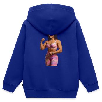 Mona Lisa bling bling - Sweat Premium à capuche zippé enfant bio - bleu roi - Dos - AI Model Kid Male (0cm)