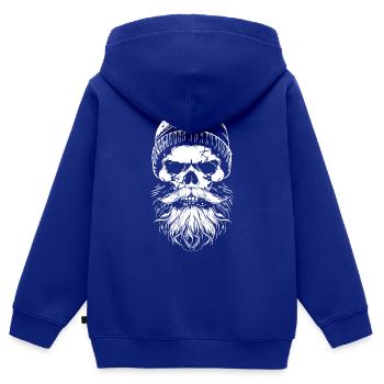 Bûcheron Crâne Bûcheron - Sweat Premium à capuche zippé enfant bio - bleu roi - Dos - AI Model Kid Male (0cm)