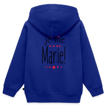 Je Me MARIe,citations,message,mariage - Sweat Premium à capuche zippé enfant bio - bleu roi - Dos - AI Model Kid Male (0cm)
