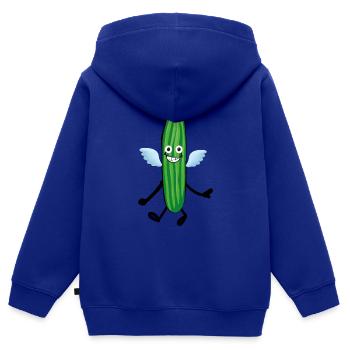 Gurke,Partygurke, Flügel, Engel, Heiligenschein - Kinder Premium Organic Zip Hoodie - Royalblau - Hinten - AI Model Kid Male (0cm)