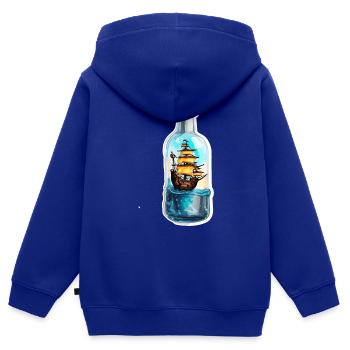 Flaschenschiff / Flaschenpost / Ahoi / Anker - Kinder Premium Organic Zip Hoodie - Royalblau - Hinten - AI Model Kid Male (0cm)