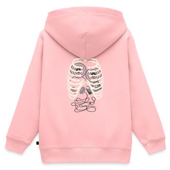 DJ Skeleton Costume Walkman Cassette Techno Musique - Sweat Premium à capuche zippé enfant bio - rose - Dos - AI Model Kid Female (0cm)