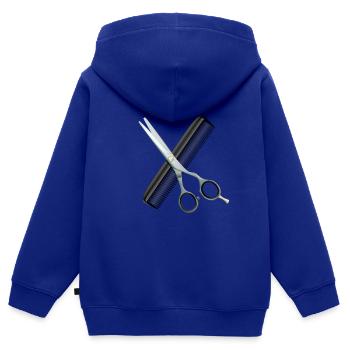 Friseurschere mit Kamm - Kinder Premium Organic Zip Hoodie - Royalblau - Hinten - AI Model Kid Male (0cm)