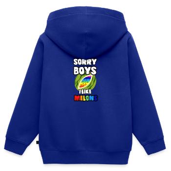 Désolé Boys I Like Melons LGBT Lesbiennes Gay Pride - Sweat Premium à capuche zippé enfant bio - bleu roi - Dos - AI Model Kid Male (0cm)