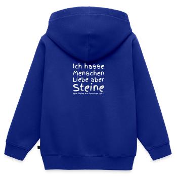 Ich Hasse Menschen Liebe Aber Steine Denn Steine - Kinder Premium Organic Zip Hoodie - Royalblau - Hinten - AI Model Kid Male (0cm)