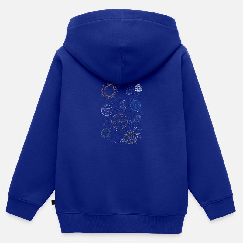 Citation de conception de l'univers artistique Planètes colorées Ar - Sweat Premium à capuche zippé enfant bio - bleu roi
