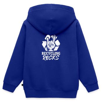 Meme Recycling Design Quote Recycling Rocks - Kinder Premium Organic Zip Hoodie - Royalblau - Hinten - AI Model Kid Male (0cm)