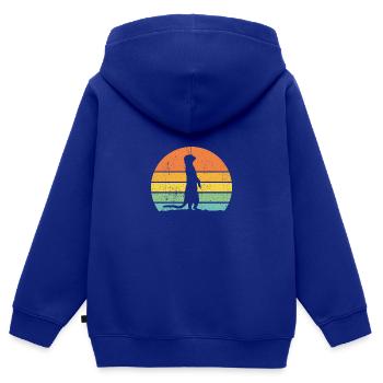 Vintage Meerkat Graphic Design Retro Meerkat Art - Kinder Premium Organic Zip Hoodie - Royalblau - Hinten - AI Model Kid Male (0cm)