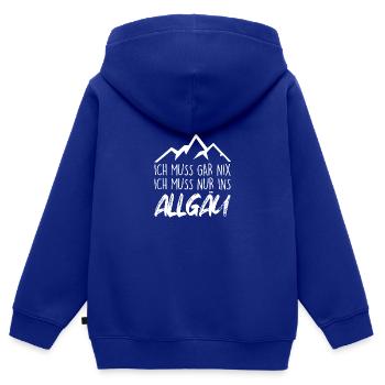 Allgäuer Dialekt Spruch Ich Muss ins Allgäu Berge - Kinder Premium Organic Zip Hoodie - Royalblau - Hinten - AI Model Kid Male (0cm)