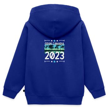 Gran Canaria 2023 - Kinder Premium Organic Zip Hoodie - Royalblau - Hinten - AI Model Kid Male (0cm)